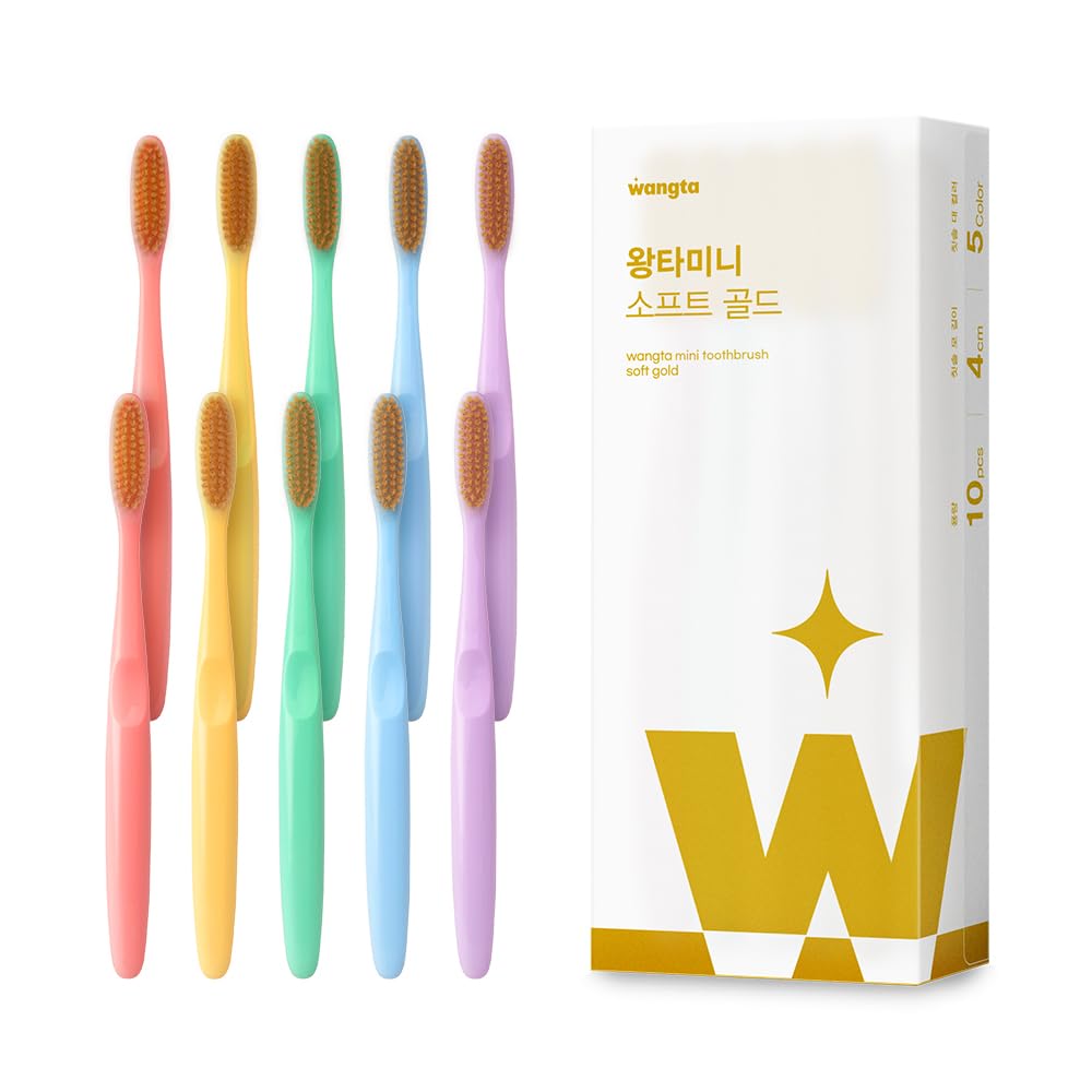 WANGTA Mini Gold Extra Soft Large Toothbrush 1 4 inch 3 5 cm Head 3 200 Ultra-Fine Bristles