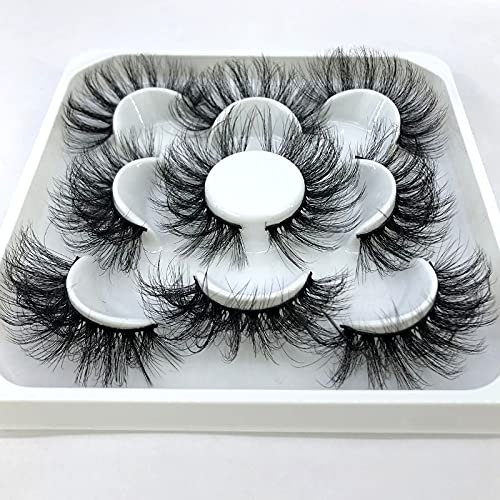 HBZGTLAD new 5 Pairs 25 mm 3d Mink Lashes Bulk Faux with Custom Natural Mink Lashes Pack Short Wholesales Natural False Eyelashes (ZM-4)