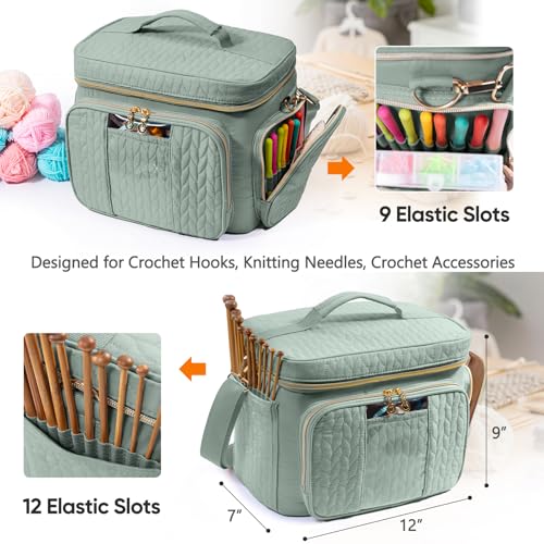 mybagzing crochet bag organizer - yarn bags for crocheting - crochet storage bag with pockets for crochet hooks crochet accessories - yarn organizers - yarn holders for crocheting - knitting bags