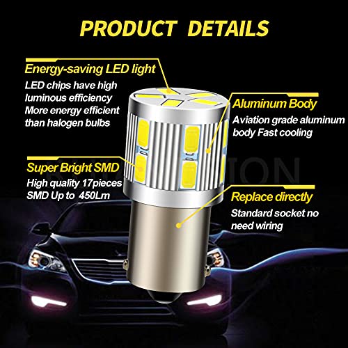 Ruiandsion 2pcs 1156 LED Bulbs White 6V BA15S 5630 17SMD miniatura 2