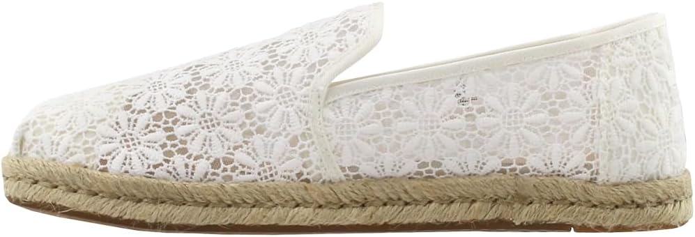 TOMS Womens Alpargata Floral Lace Slip On Flats Casual - White 6 Natural Floral Lace