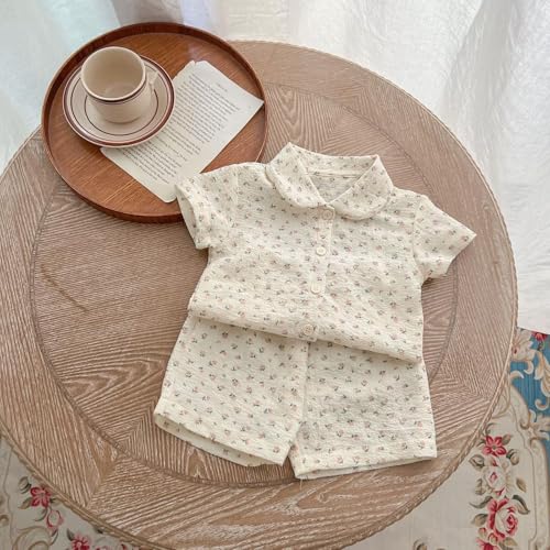 Baby Girls' Floral 2-Piece Set - Short-Sleeve Shirt & Shorts, Thin Summer Outfit2