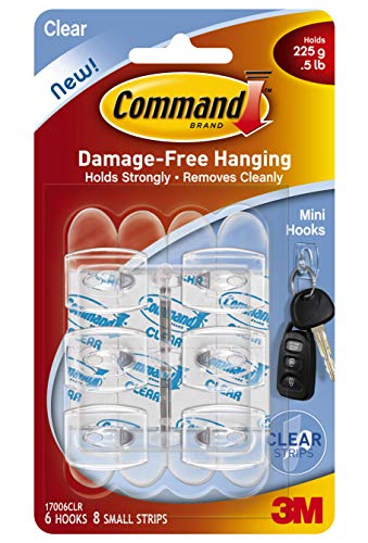 Command Strips 17006CLR Clear Mini Command Hooks 6 Count