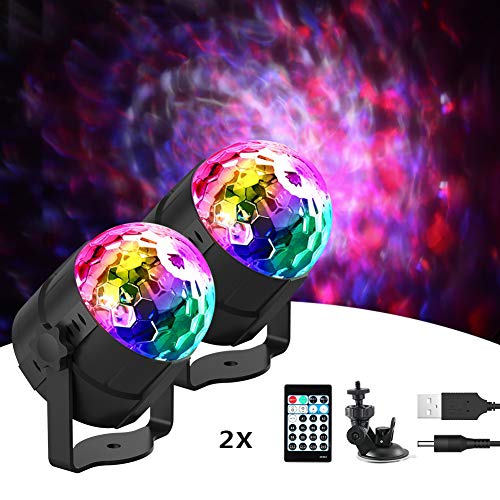 [Newest Version] Delicacy Disco Ball Party Lights Sound Activated Ocean Wave LED Strobe