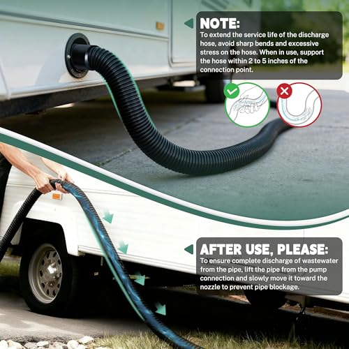 Image of 97521 28 FT RV Macerator Hose Kit(9FT Collapsed), 1-1 /2 Inch Retractable RV Sewer Hose for Thetford Sani-Con Turbo 400S 500S 600S 700S, Waste Water Sewage Hose with Quick-Connect Fittings