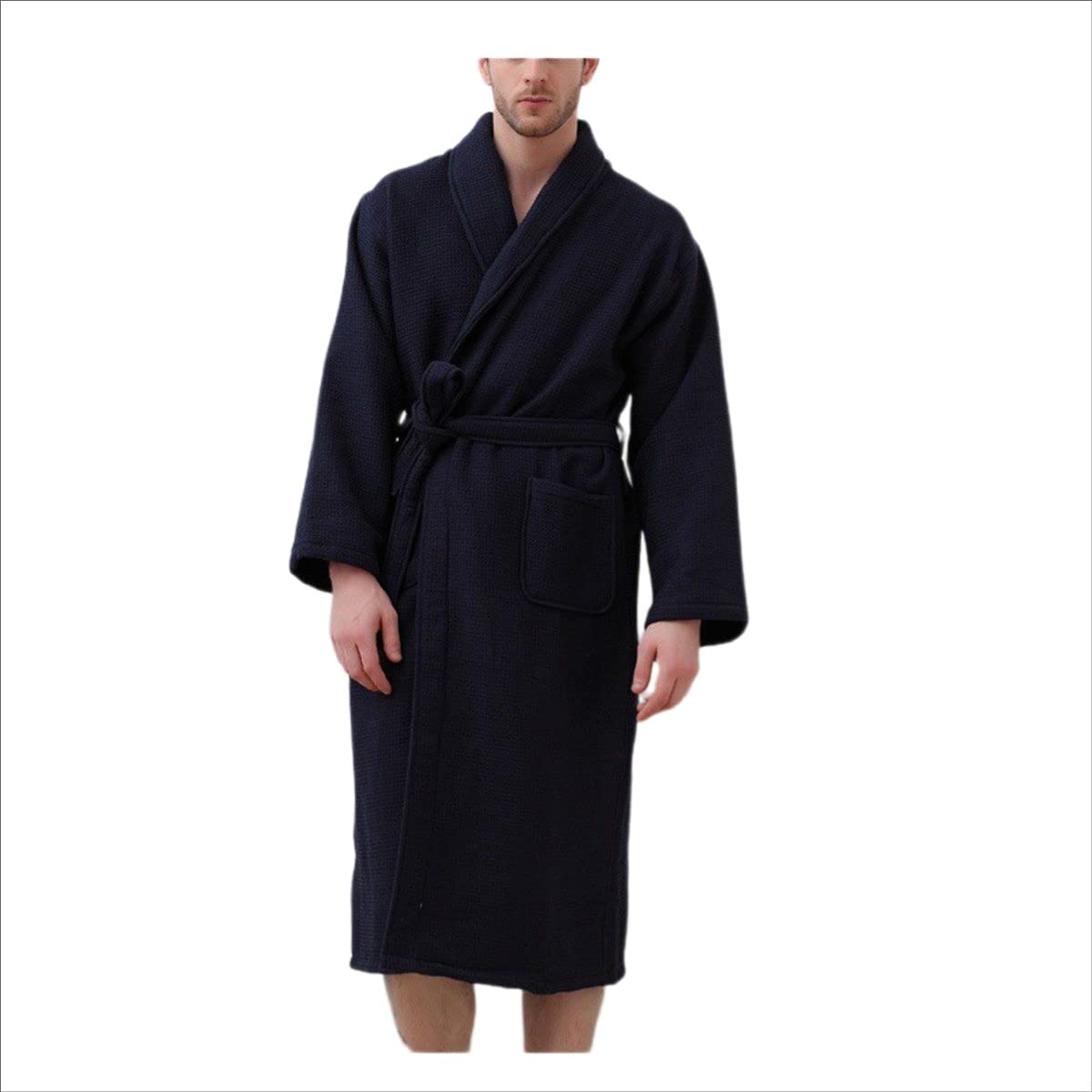 Mens and Ladies Waffle Dressing Gown Shawl Collar Bathrobe Unisex Bath Robe for Home Leisure or Hotel Sleepwears