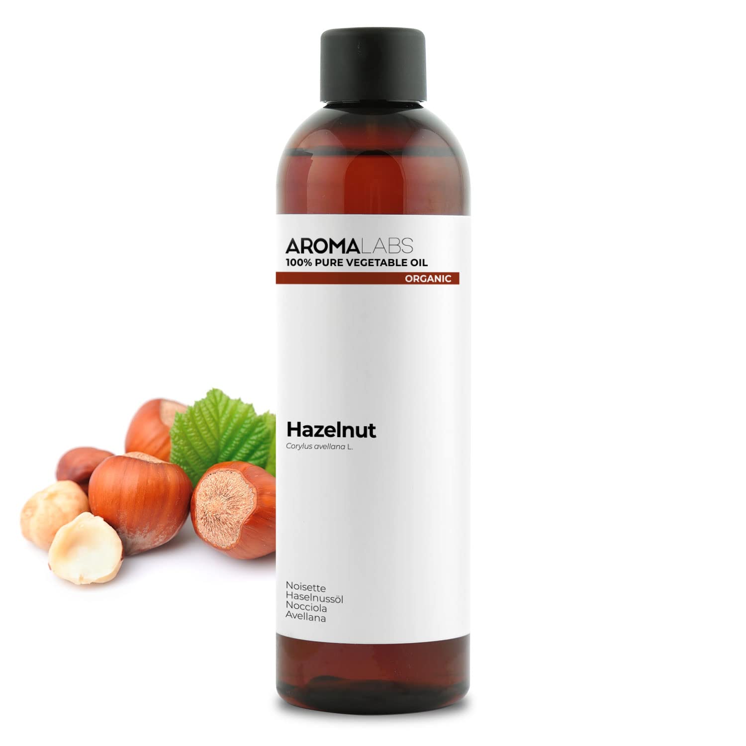 Aroma Labs 100% Organic cold pressed Hazelnut oil - 250ml - Pure, Natural, from organic farming -