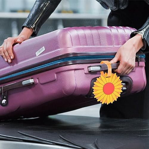 Sunflower Luggage Tags for Suitcases - 1 Pack Silicone Colorful & Funny Luggage Tag with Name ID Card Funny Suitcase Label for Women Men (Sunflower)4
