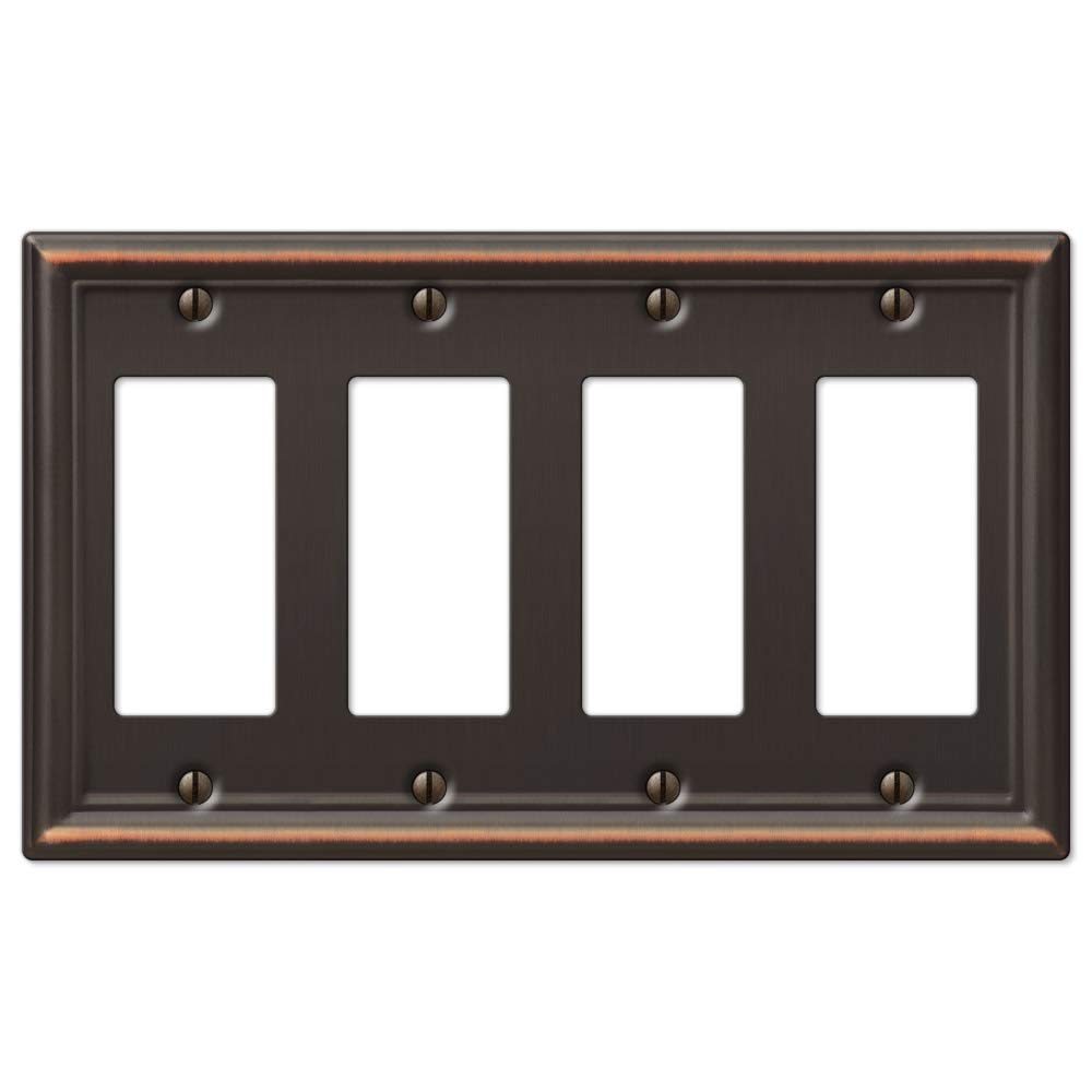 Amerelle 149R4DB Chelsea Wallplate, 4 Rocker, Steel, Aged Bronze, 1-Pack