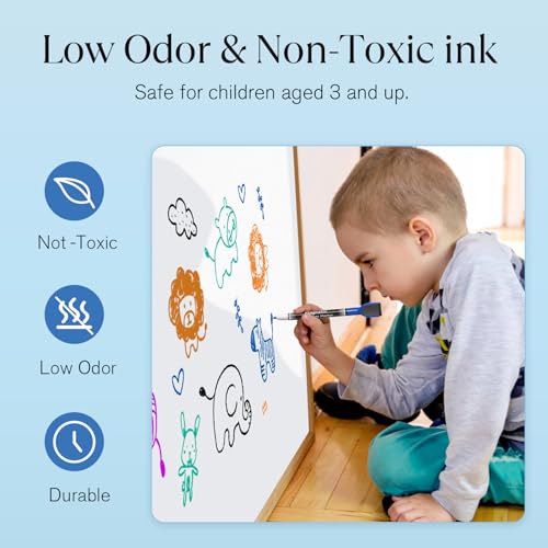 Image of MaxGear Dry Erase Markers Fine Tip with Eraser, Assorted Color Magnetic Whiteboard Markers Erasable Fine Point Low Odor for White Board, School Supplies for Classroom, Home, Office, 8 Count