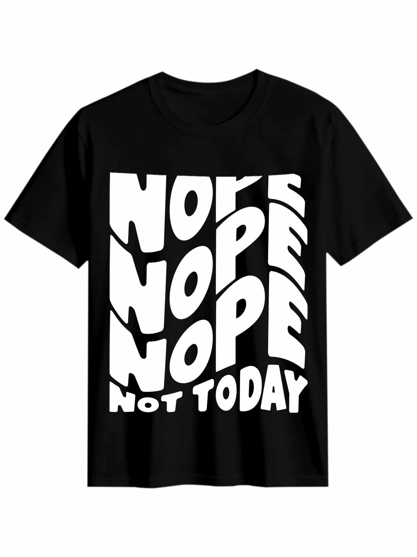 Women's T Shirt Letters Nope Not Today Graphic Tees Short Sleeve Tops Black Women's Crew Neck Ribbed Fitted Shirt
