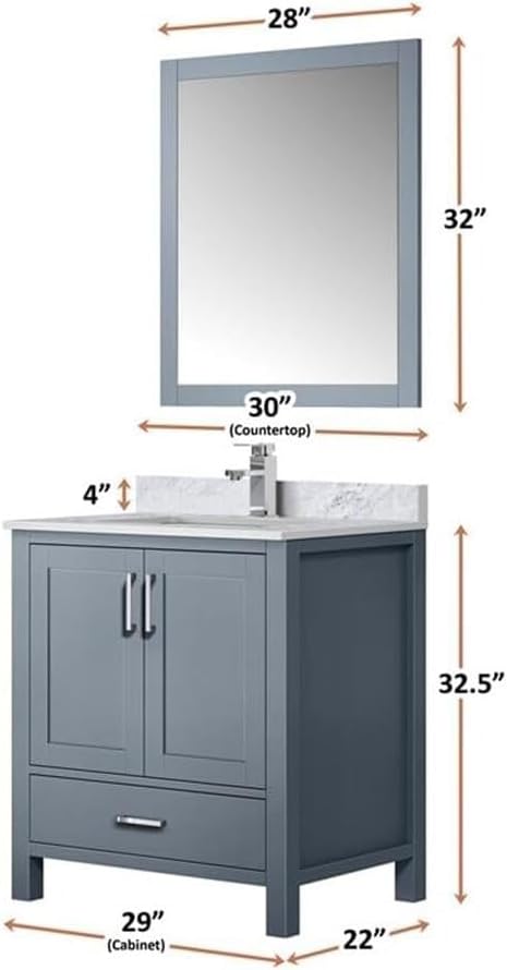Jacques 30 in. W x 22 in. D Dark Grey Bath Vanity
