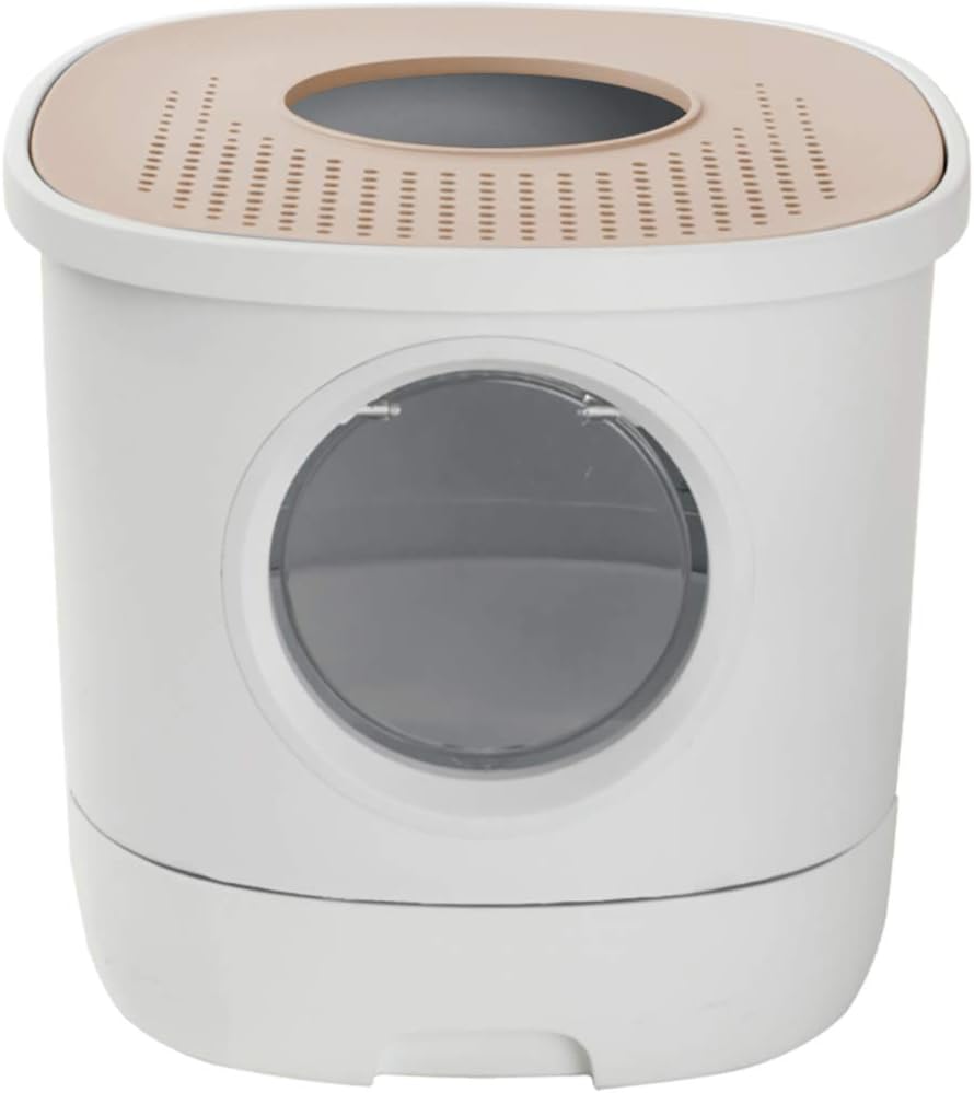 Kispets Portable Pet Litter Box, Semi-Enclosed Top-Out Litter Box, Suitable for Large, Medium and Small Pet Cats (Pink)