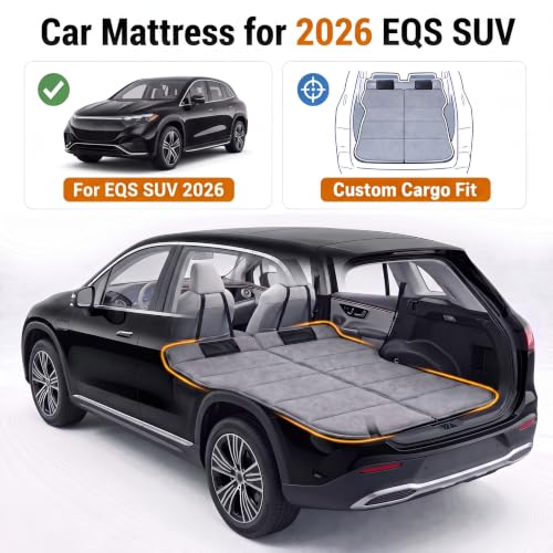 Image of Car Mattress for EQS SUV 2023-2026, Upgraded Non-Inflatable Thickened Foam SUV Car Camping Mattress, Foldable Trunk Sleeping Pad Car Bed Mattress for Road Trips Camping Travel