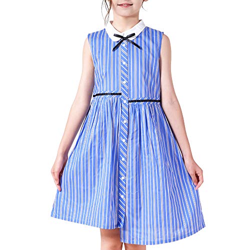 Sunny Fashion Girls Dress School Uniform Letter Print Sleeveless Ruffle Dress