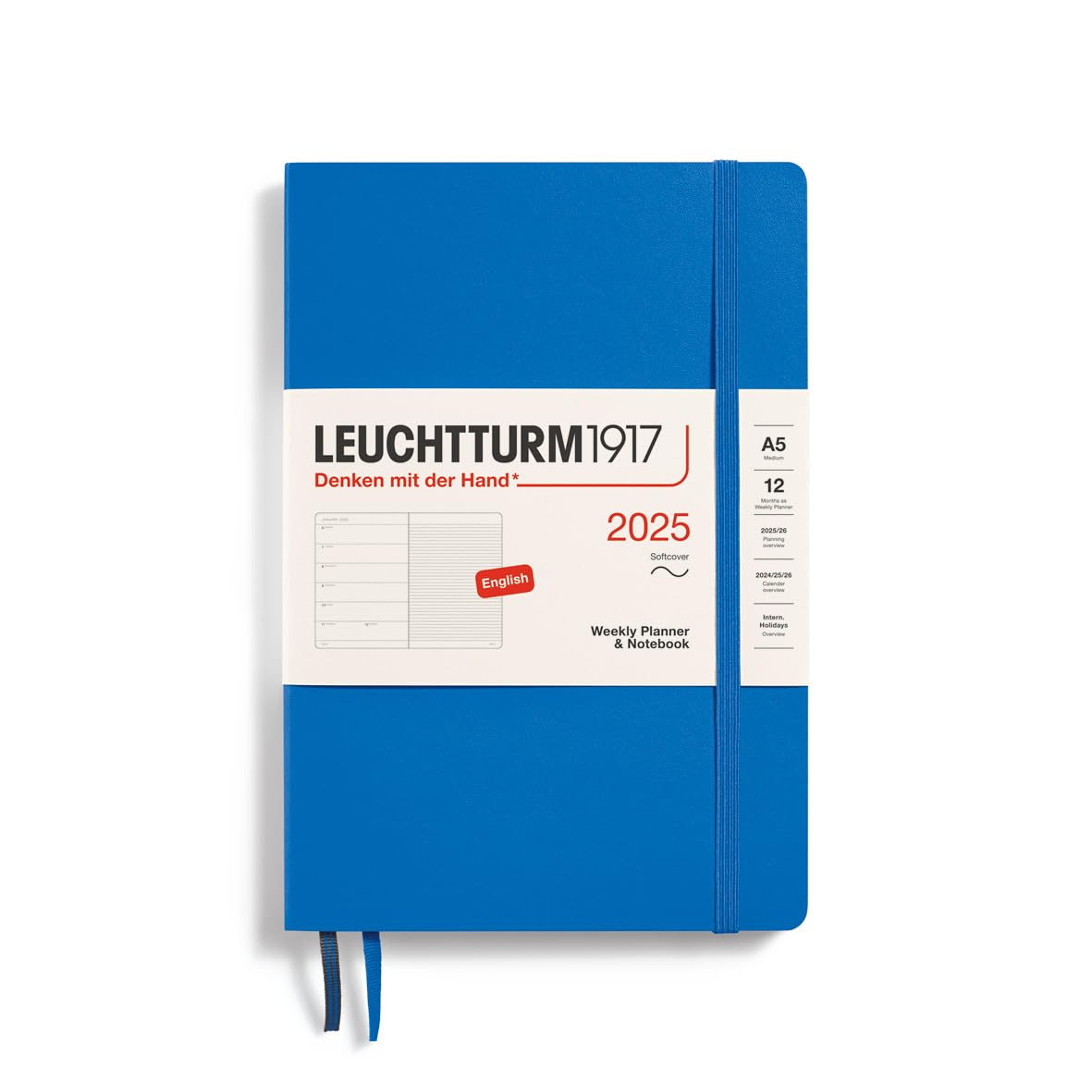 LEUCHTTURM1917Weekly Planner & Notebook 2025, Softcover, Medium (A5), Sky (Jan 1 - Dec 31, 2025)