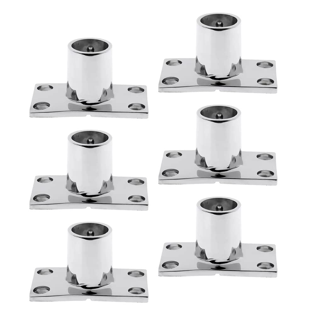 Confezione da 6-316 in acciaio inox 90 gradi ponte barca corrimano raccordo base rettangolare per tubi da 2,5 cm