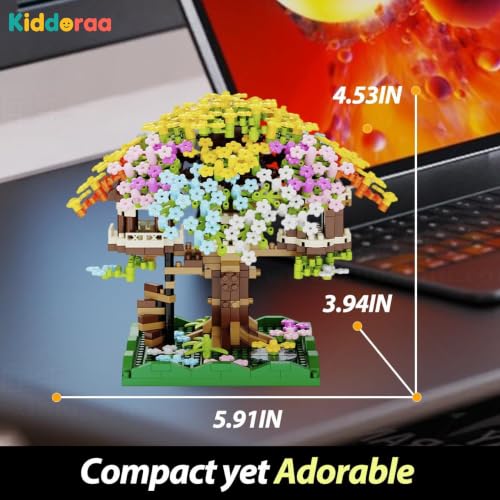 Image of Kawaii Cherry Blossom Tree Mini Building Blocks Set, 591+ PCS Japanese Sakura Bonsai Architecture Model for Teens & Adults 14+ | 1 Year Manufacturing Warranty