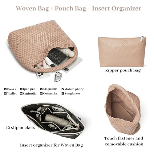 DAILANDO Fashion Woven Tote Bag for Women, Large Capacity Designer Shoulder Weave Hobo Purse