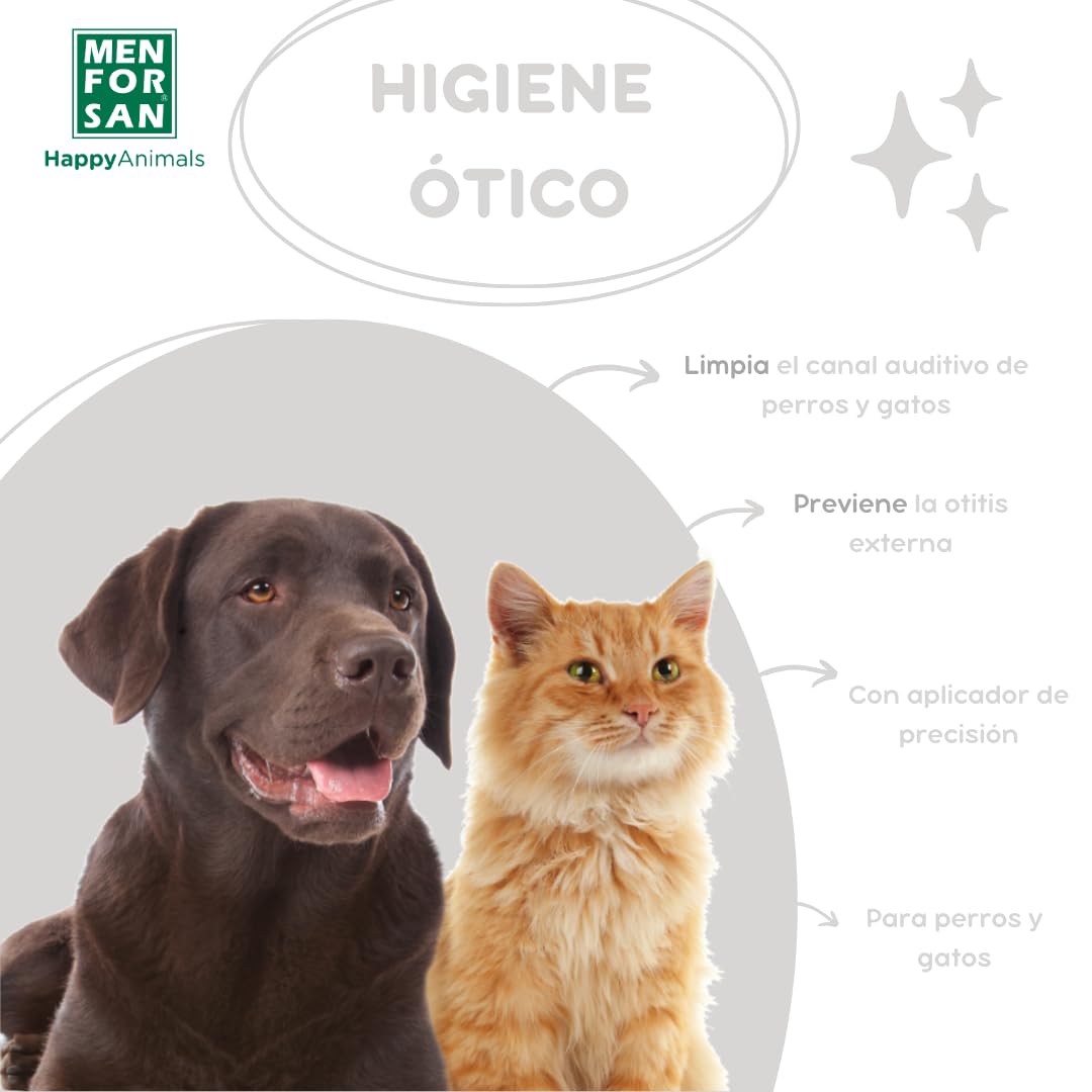 MENFORSAN Otic Cleaner per Cani e Gatti | Igiene delle Orecchie | Previene e Combatte l'Otite | Inodore | Incolore | 125 ml