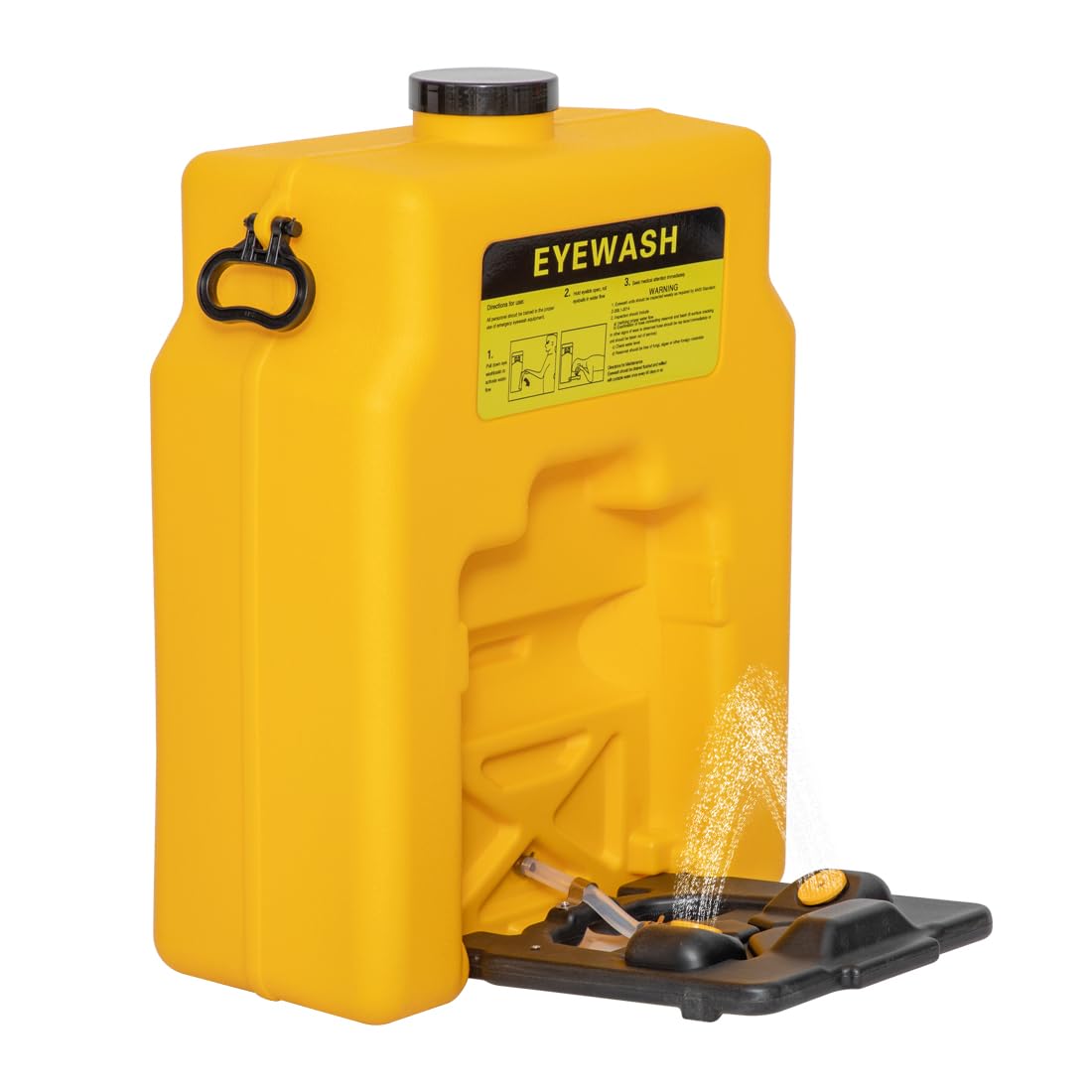 Estación de lavado de ojos portátil, estación de lavado de ojos de emergencia, 53 L, doble pulverización, ducha de ojos, primeros auxilios, lavado de ojos, color amarillo