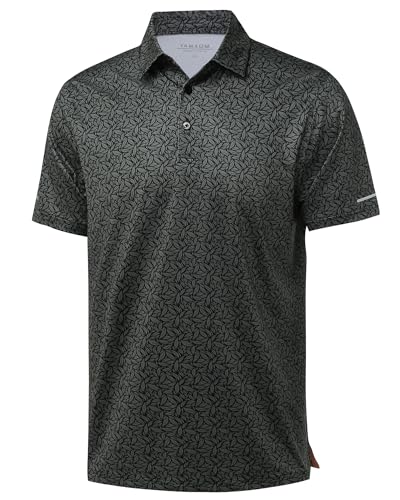 Image of Golf Shirts for Men - Dry Fit Moisture Wicking Short Sleeve Performance Sport Casual Striped Collared Mens Polo Shirt