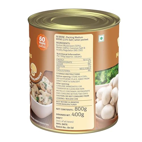 Image of Birla Morton Mushrooms in Brine 800 Gm Pack of 2