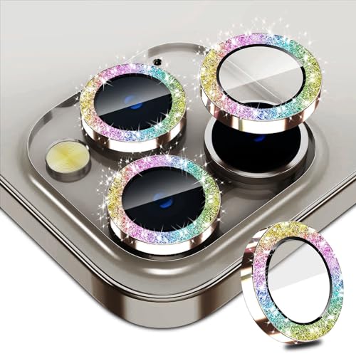 Smasener Protetor de lente câmara para iPhone 15 Pro de 6,1 polegadas e iPhone 15 Pro Max 6,7 polegadas, vidro vidro temperado 9H único metal, HD transparente [adorável](multicolor)