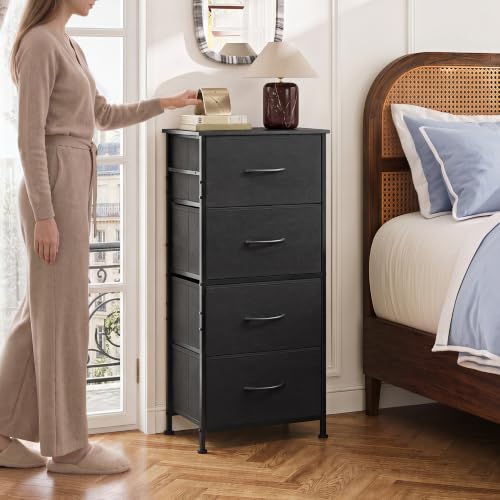 Image of WLIVE Small Dresser Nightstand for Bedroom, 4 Drawers, Charcoal Black