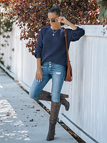 Image of MEROKEETY Women's Fall Long Sleeve Waffle Knit Oversized Sweater
