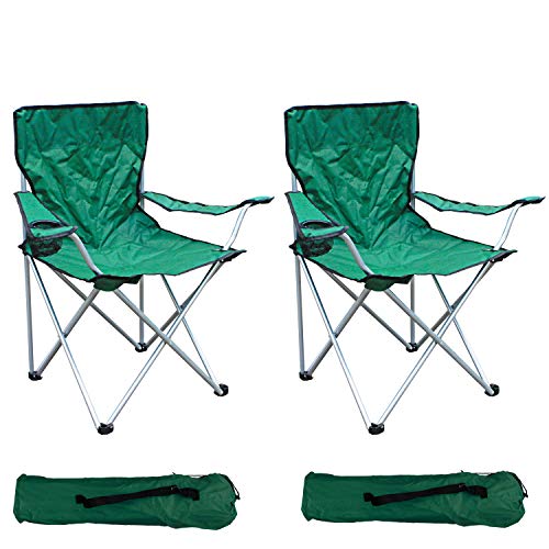 Mojawo - Set di 2 sedie pieghevoli da pesca, da campeggio, con porta bevande e borsa, portata fino a...