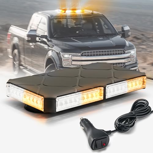Image of Amber /White Rooftop Magnetic Strobe Lights for Trucks, Beacon Warning Caution Light for Vehicles Car