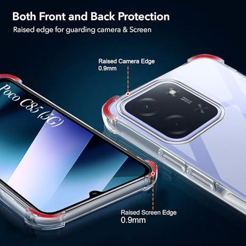 Image of Jkobi Shockproof Crystal-Clear Back Cover for Poco C85 5G (Anti Yellow Case | Drop & Camera Protection | Hard Polycarbonate)