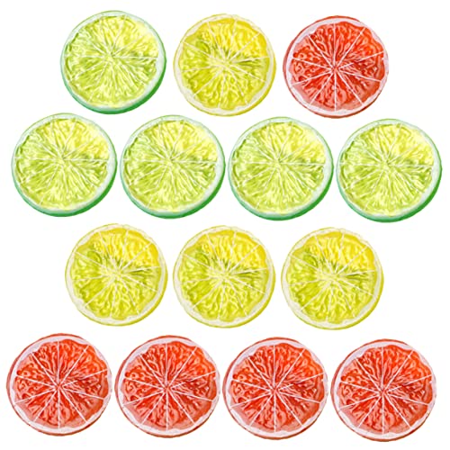 HAPINARY 15pcs Imitation Lemon Slice Fake Grapefruit Slices Faux Fruit Slices Fruits Flatback Cabochons Simulation Lemon Slices Fruit Slices Prop 3D Fruit Plant Charm PVC Fake Fruit Filler
