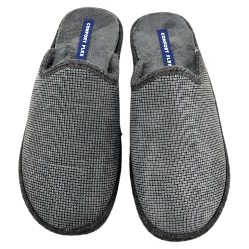 Confort Flex - Zapatillas de casa Muy cómodas con Planta Acolchada 351090 Sintético Hombre Color: Gris Talla: 45