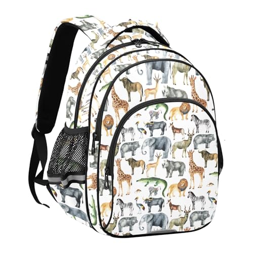 Wild Animals Giraffe Elephant Backpack for Kids Elementary School Bag Boys Girls Bookbag Travel Backpack Daypack2