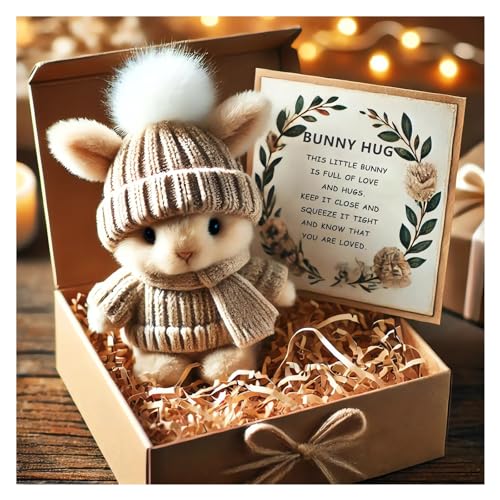 Mini Bunny Hug Cute Easter Gift Plush 2025 Bunny in a Box Hugs Positive Bunny Stuffed Animal Rabbit Soft Floppy Easter Ideas Bunnies Basket Stuffers Doll Emotional Support Inspirational Gifts (A1) - Image 3