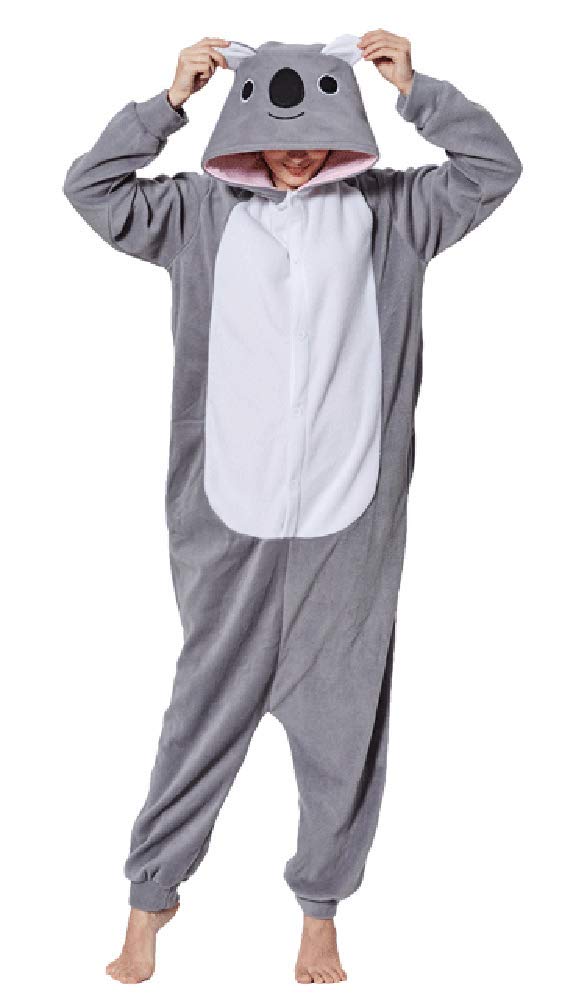 FunnyCos Unisex Animal Onesie Adult Halloween Pyjamas Cosplay Costume Hooded Loungewear Koala,M