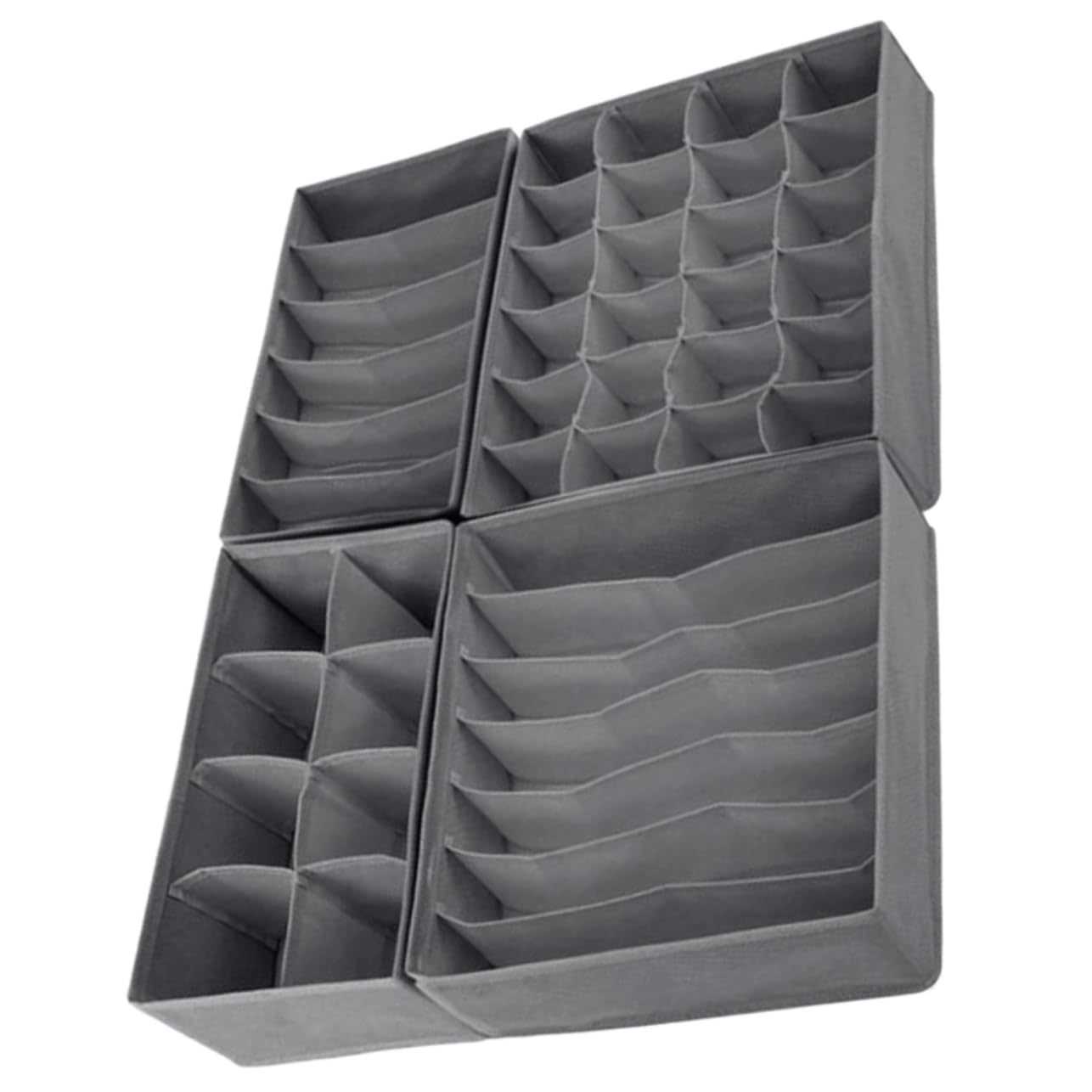 VOSAREA 4pcs Fabric Underwear Drawer Organizer Foldable Storage Boxes for Socks and Underwear Deep Closet Dividers for Efficient Clothing Storage