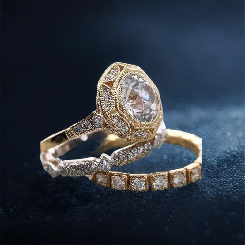 Retro and elegant wedding ring set
