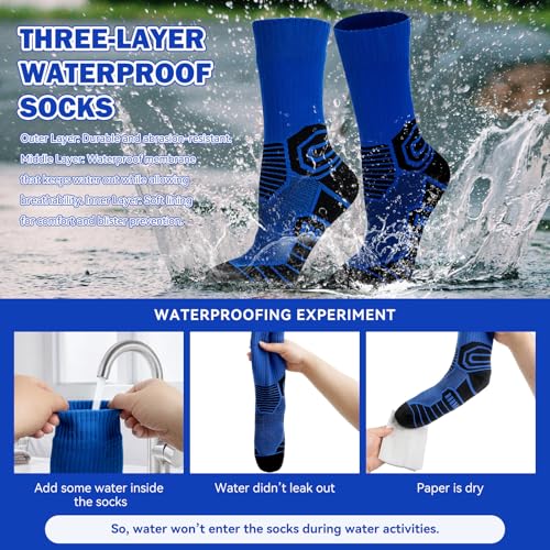 LEOSTEP 3-Schicht Wasserdichte Socken für Wanderen Hochleistungs-Outdoor-Sportsocken, Geeignet für Radfahren, Skifahren, Mountainbiken, Golf, Laufen, Wandern, Angeln
