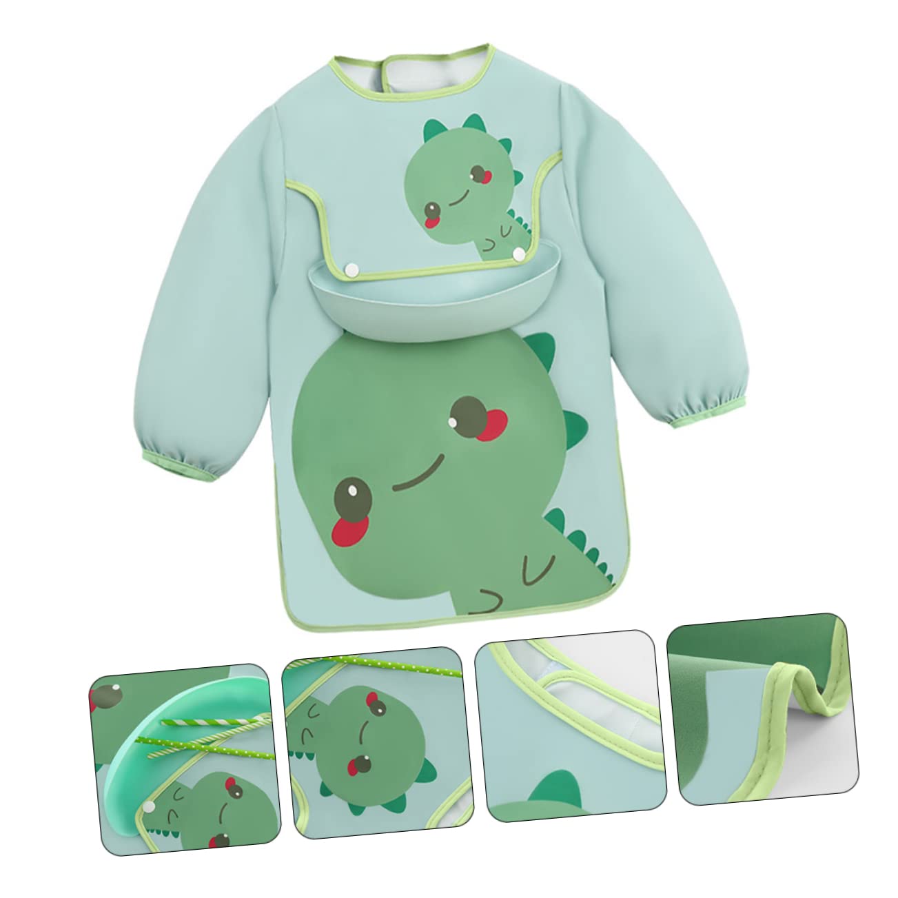 Abaodam 3 Piezas Babero Delantal Delantal Impermeable Portaescobillas Protector De Ropa Bata Para Comer Delantal Para Comer - Delantal Comer Ropa Poliéster Verde
