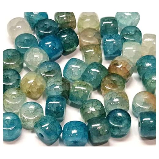 Perlas de piedras preciosas, piedras de ágata, patrón de dragón, perlas de barril, 8 mm, piedra semipreciosa natural con agujero para enhebrar para la fabricación de joyas (azul)