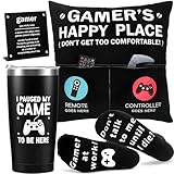 Gamer Gifts for Men Boyfriend Teenage Boy Birthday Christmas Gifts Box Year Old Kids Son Easter Basket Stuff Game Room Decor Valentines Gaming Gift for Him Man Video Game Lover Gamer Tumbler+Pillow