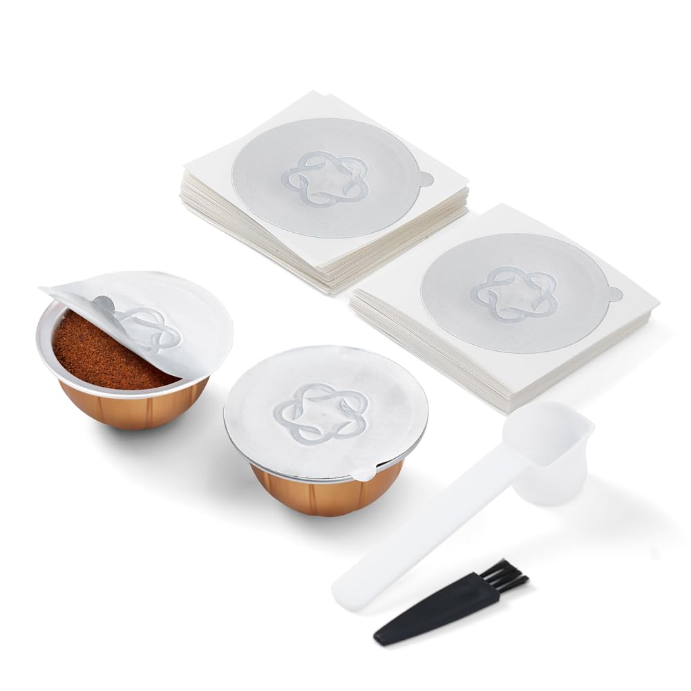 Espresso Aluminum Foils Seals Compataible for Nespresso Reusable Vertuoline Capsules Pods(2 Pods,100 Lids)