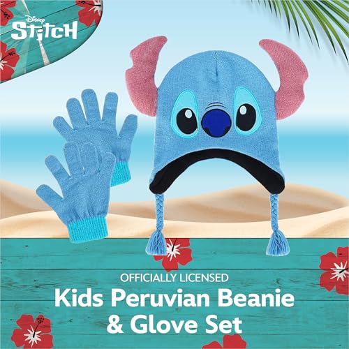 Disney's Lilo and Stitch Acrylic Winter Peruvian Beanie with Tassels, Blue2