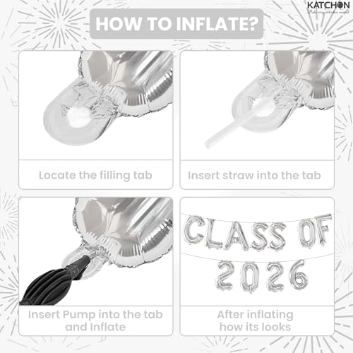 Image of Graduation Decorations 2026 | Silver Class of 2026 Balloons - 16 Inch | Graduation Balloons Banners | Silver Graduation Decorations | Class of 2026 Banner for Class of 2026 Decorations, KatchOn
