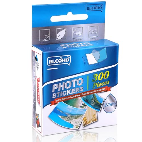 Elcoho 300 Pieces Photo Sticker Clear Self Adhesive Photo Corners White Double-Sided Acid Free Picture Holders for DIY Creative Scrapbooks Pictures Album Journal