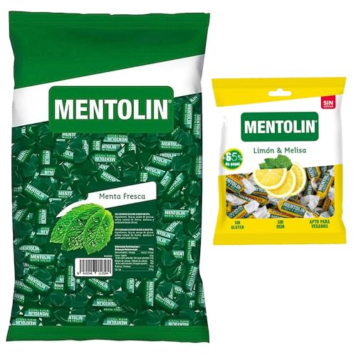 Mentolín caramelos duros menta fresca bolsa 1kg y de regalo limon melisa s/a bolsa 50g
