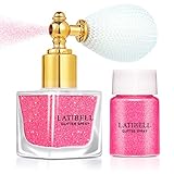LATIBELL Body Glitter Spray, Pink Glitter Spray for Hair and Body, Glitter Body Spray Cosmetic Shimm